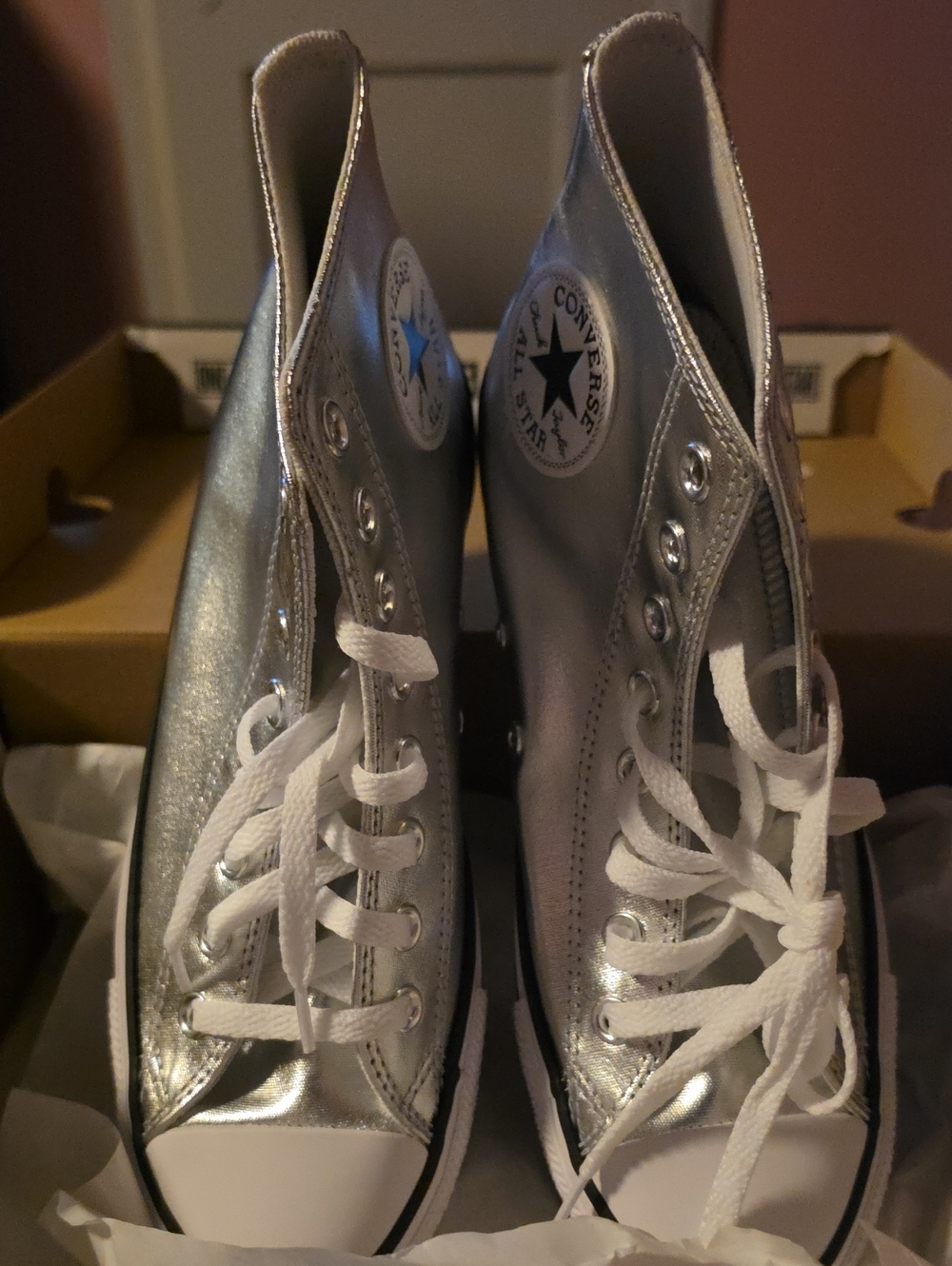 Converse Metallic Silver High-Top Sneakers